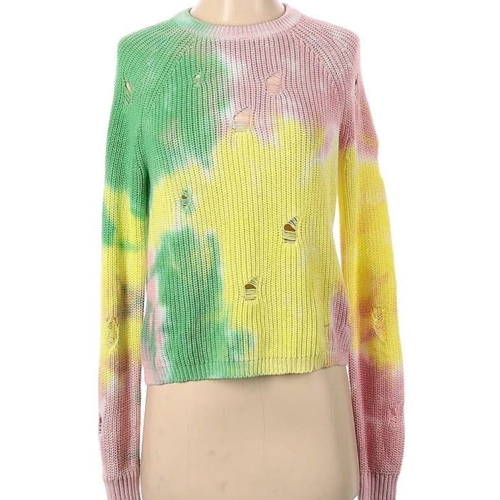 Autumn cashmere distressed tie dye pastel sweater